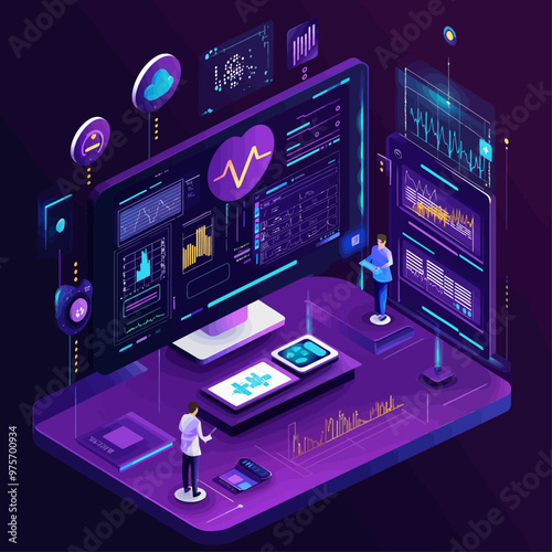 Isometric Remote Patient Monitoring Illustration