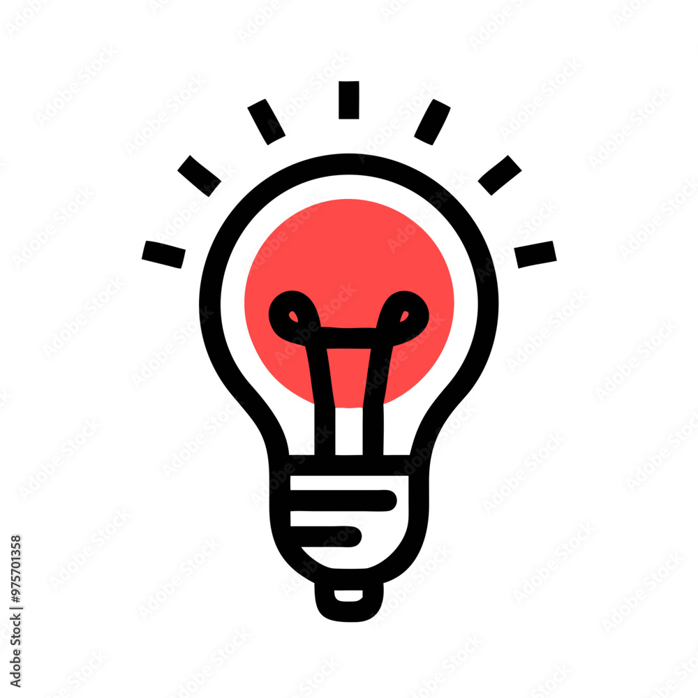 Lightbulb vector icon minimalist design, red and black colors, idea concept
Lightbulb vector icon minimalist design, red and black colors, idea concept