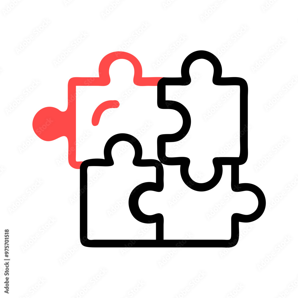 Puzzle piece vector icon illustration in red and black for problem-solving concept
Puzzle piece vector icon illustration in red and black for problem-solving concept