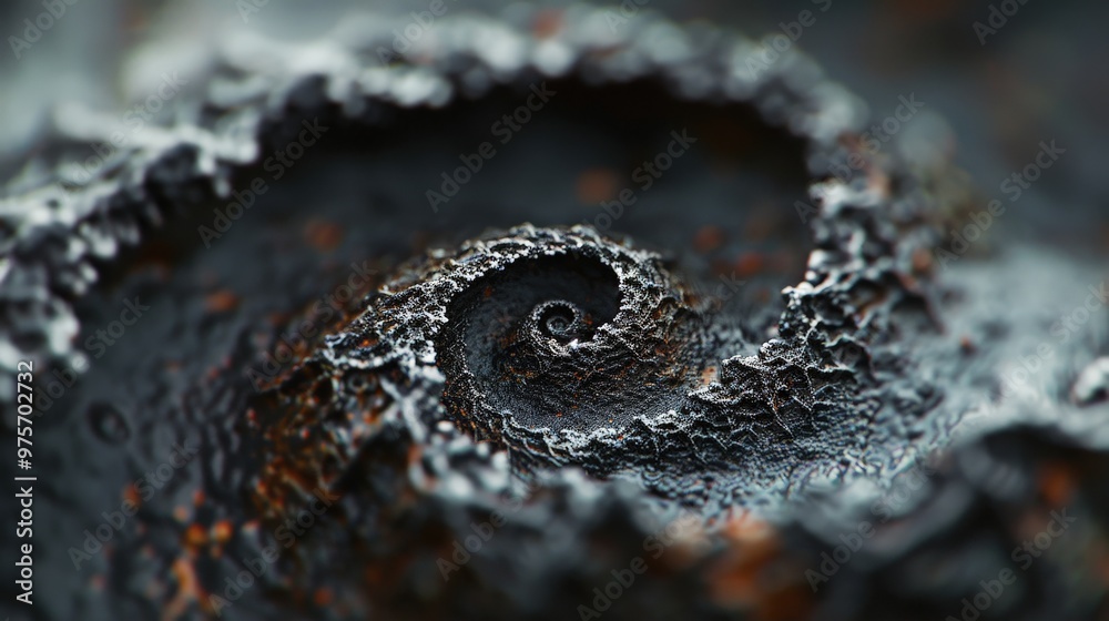 Cosmic Whirlpool: A macro exploration into a mesmerizing spiral formation, its intricate texture resembling a miniature galaxy.