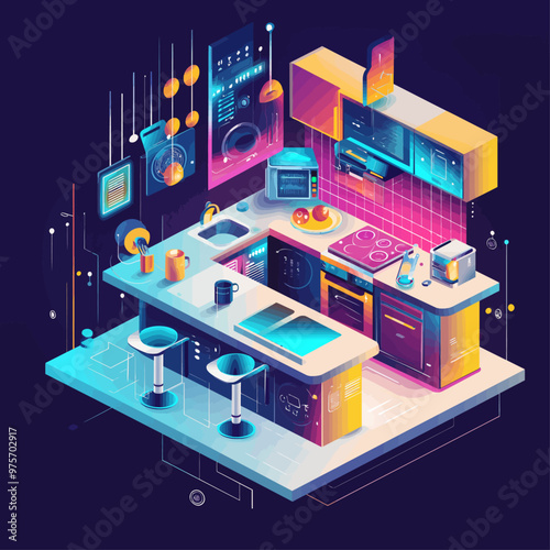 Smart Kitchen Technology Futuristic Home Automation