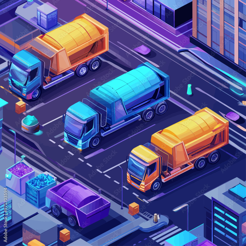 Smart Waste Management Isometric Illustration Smart Waste Management Isometric Illustration