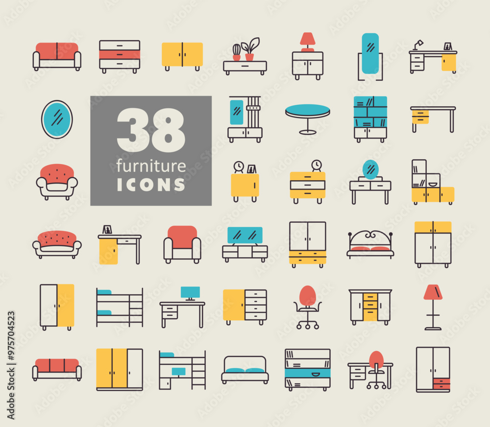 Simple set of Furniture vector icon Simple set of Furniture vector icon