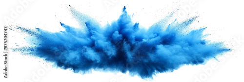 A blue smoke explosion border isolated on transparent background