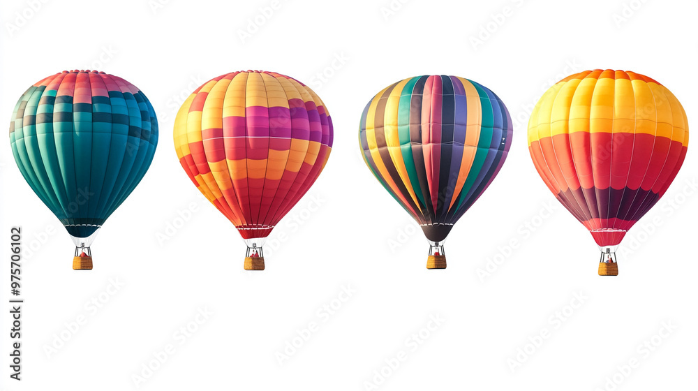 Fototapeta premium Colorful hot air balloons floating gracefully against a clear sky during a sunny day