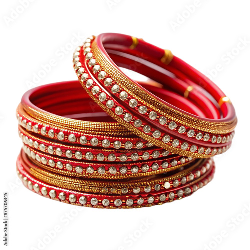 Red bangles isolated on transparent background