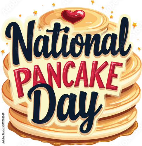 National Pancake Day text lettering hand-drawn vector art