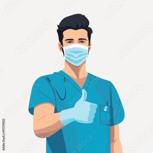 Doctor wearing mask, thumbs up