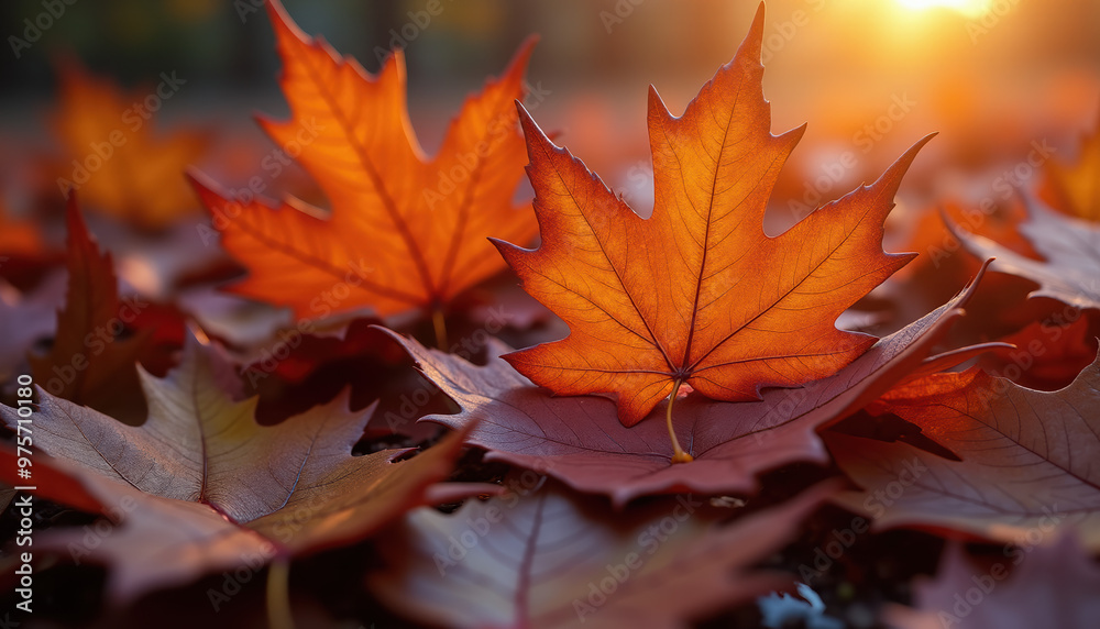 Autumn Leaves Sunset - Fall Nature Background Autumn Leaves Sunset - Fall Nature Background