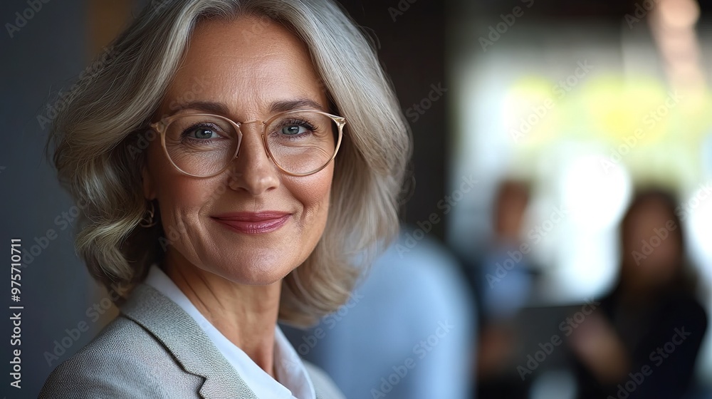 A close-up of a businesswoman holding a tablet in an open-plan office with a focused, professional expression A close-up of a businesswoman holding a tablet in an open-plan office with a focused, professional expression