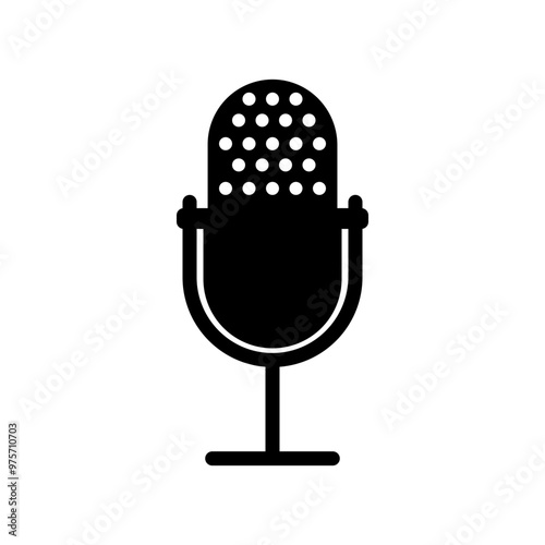 Minimalist vector icon of microphone, speaking, recording, symbol