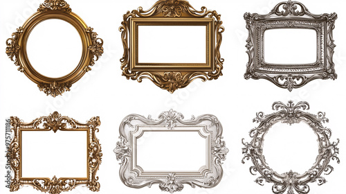 Ornate Gold and Silver Picture Frames Set