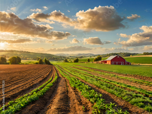 landscape with a farm