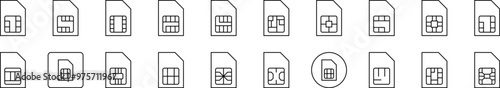 Collection of Line Icons of Chip. Editable Stroke. Minimalistic Linear Pictogram for Design of Cards, Apps, Banners, Posts
