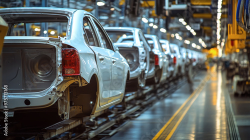 Automated Car Manufacturing Assembly Line in Factory photo