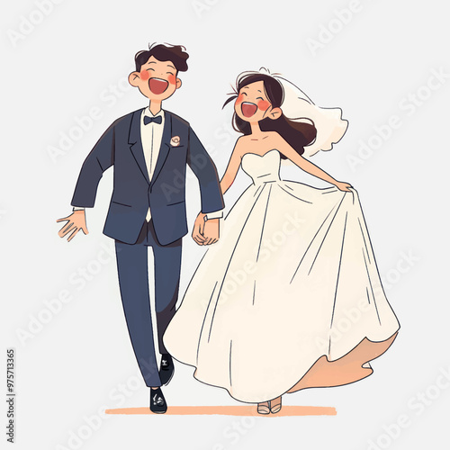 Happy animated wedding couple