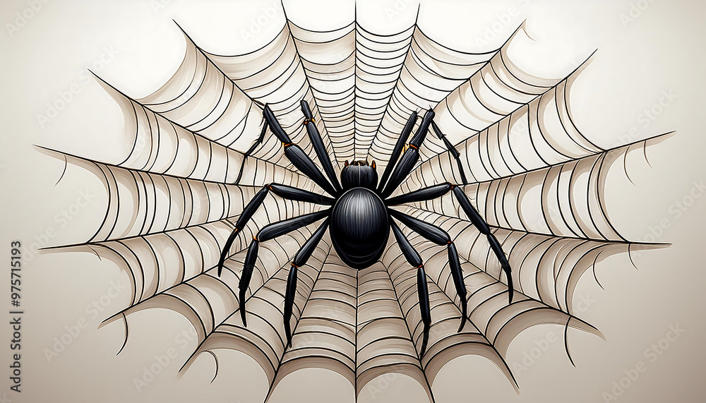 Halloween spider's web illustration, featuring a black spider on a white background, ideal _1(574) Halloween spider's web illustration, featuring a black spider on a white background, ideal _1(574)