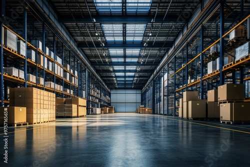 Modern warehouse interior a showcase of efficiency in logistics and supply chain management