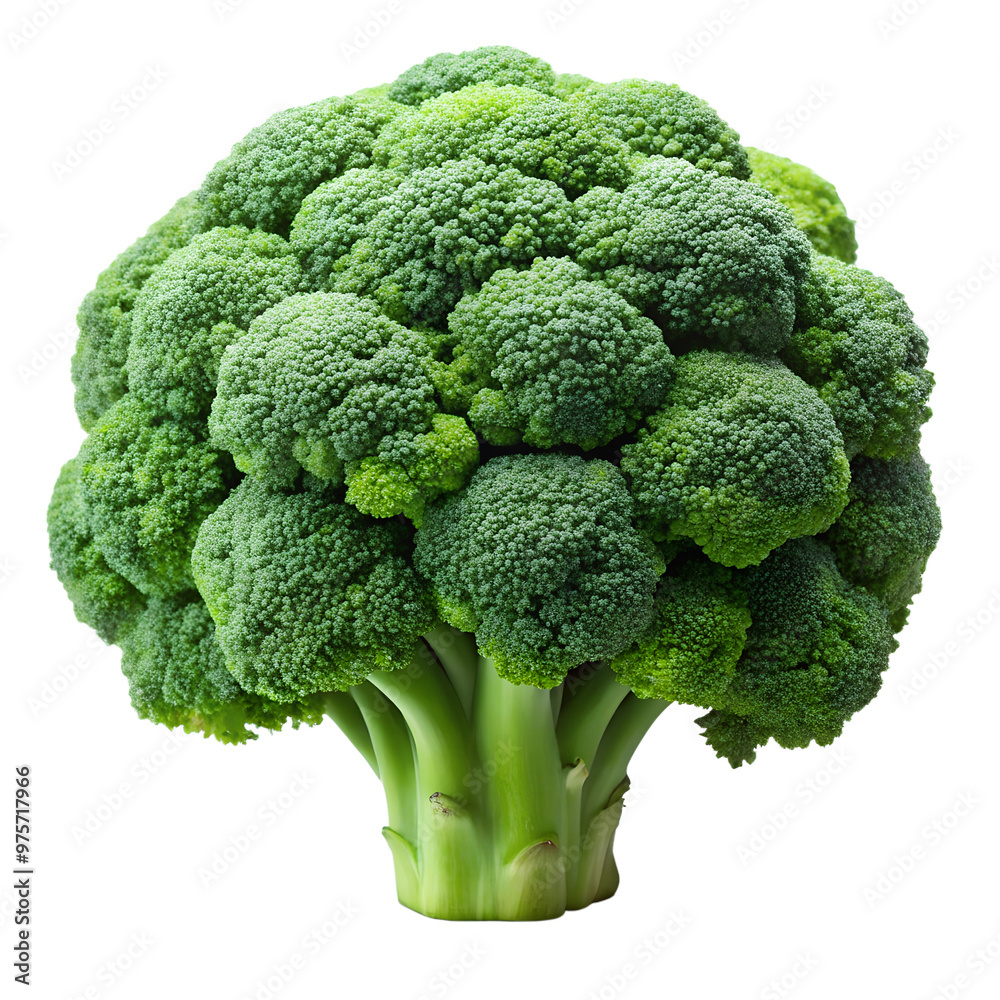Fresh Vibrant Green Broccoli Head - Isolated on White Fresh Vibrant Green Broccoli Head - Isolated on White