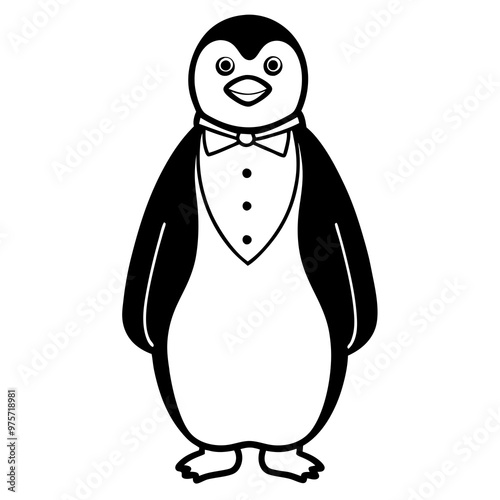 Penguin standing upright with a classic tuxedo-like appearance vector