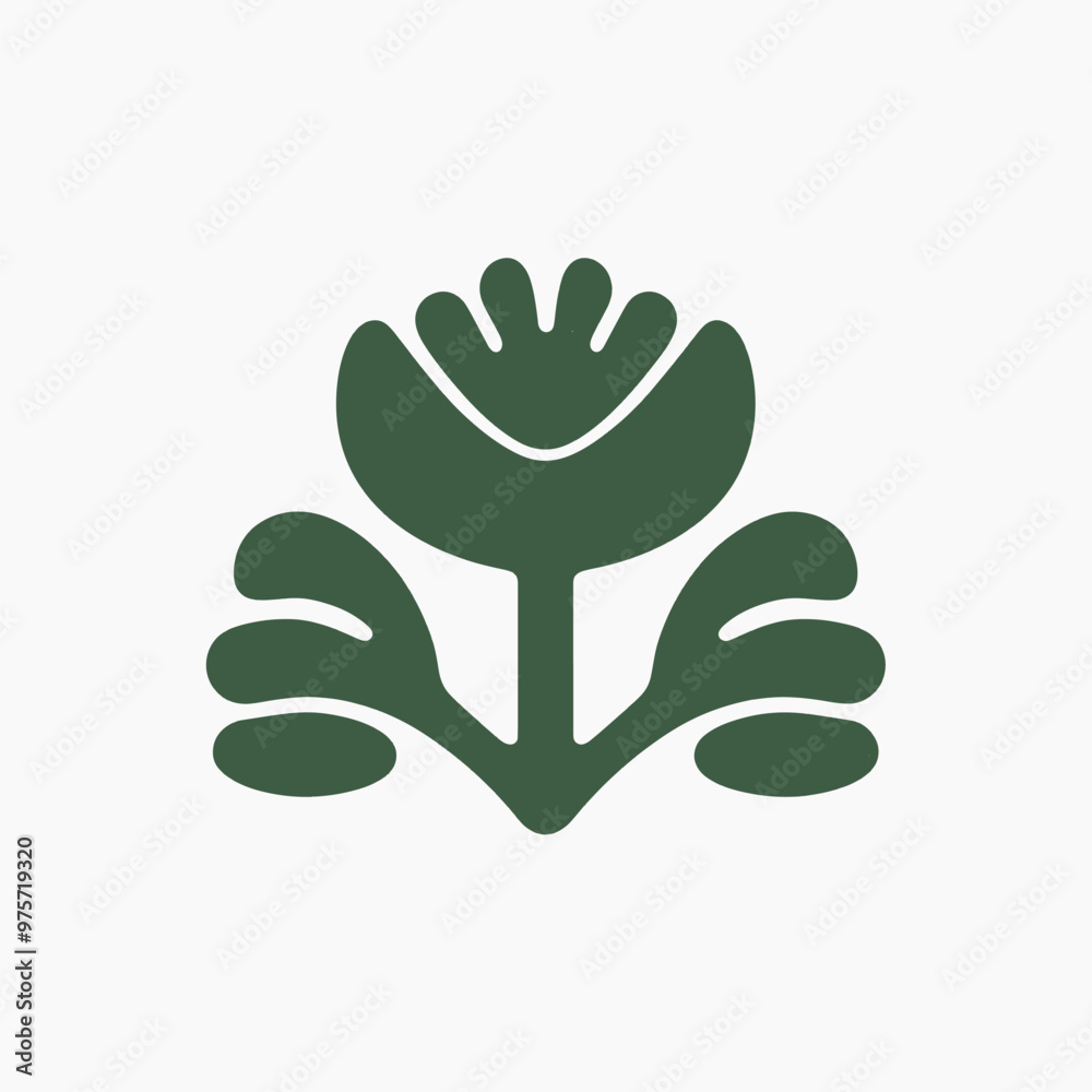 Minimalist green floral icon Minimalist green floral icon