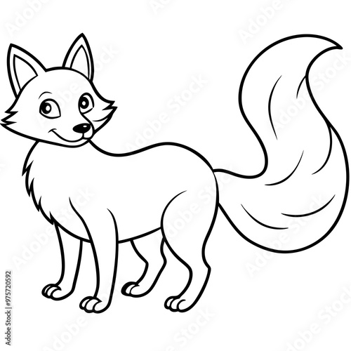 Fox in a playful pose with bushy tail and sharp pointed ears vector