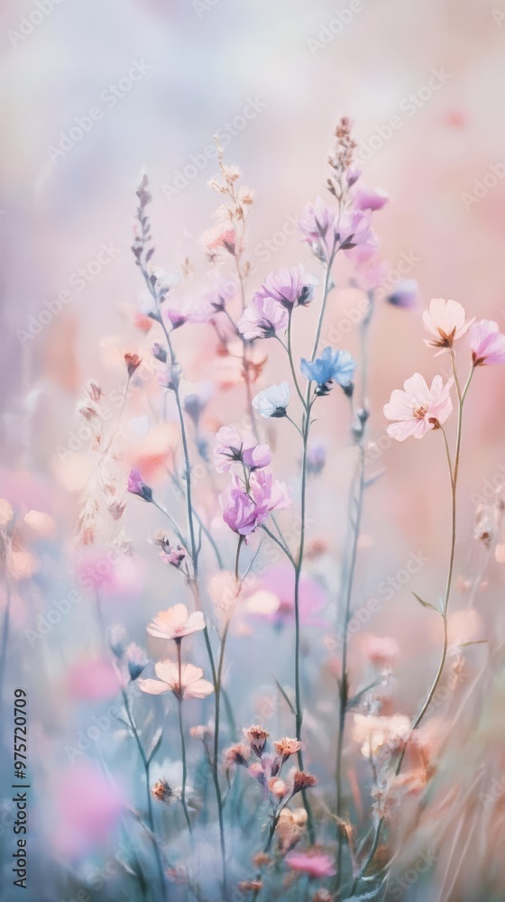Soft pastel wildflowers bloom gently, creating a dreamy, light, and airy atmosphere perfect for springtime themes and romantic settings. Soft pastel wildflowers bloom gently, creating a dreamy, light, and airy atmosphere perfect for springtime themes and romantic settings.