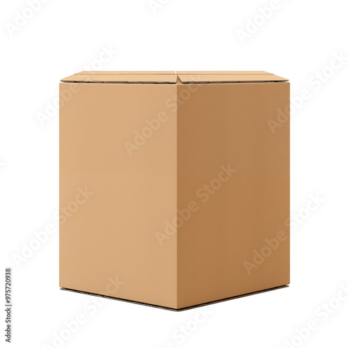 Large Cardboard Shipping Box Folded And Closed On Transparent Background photo