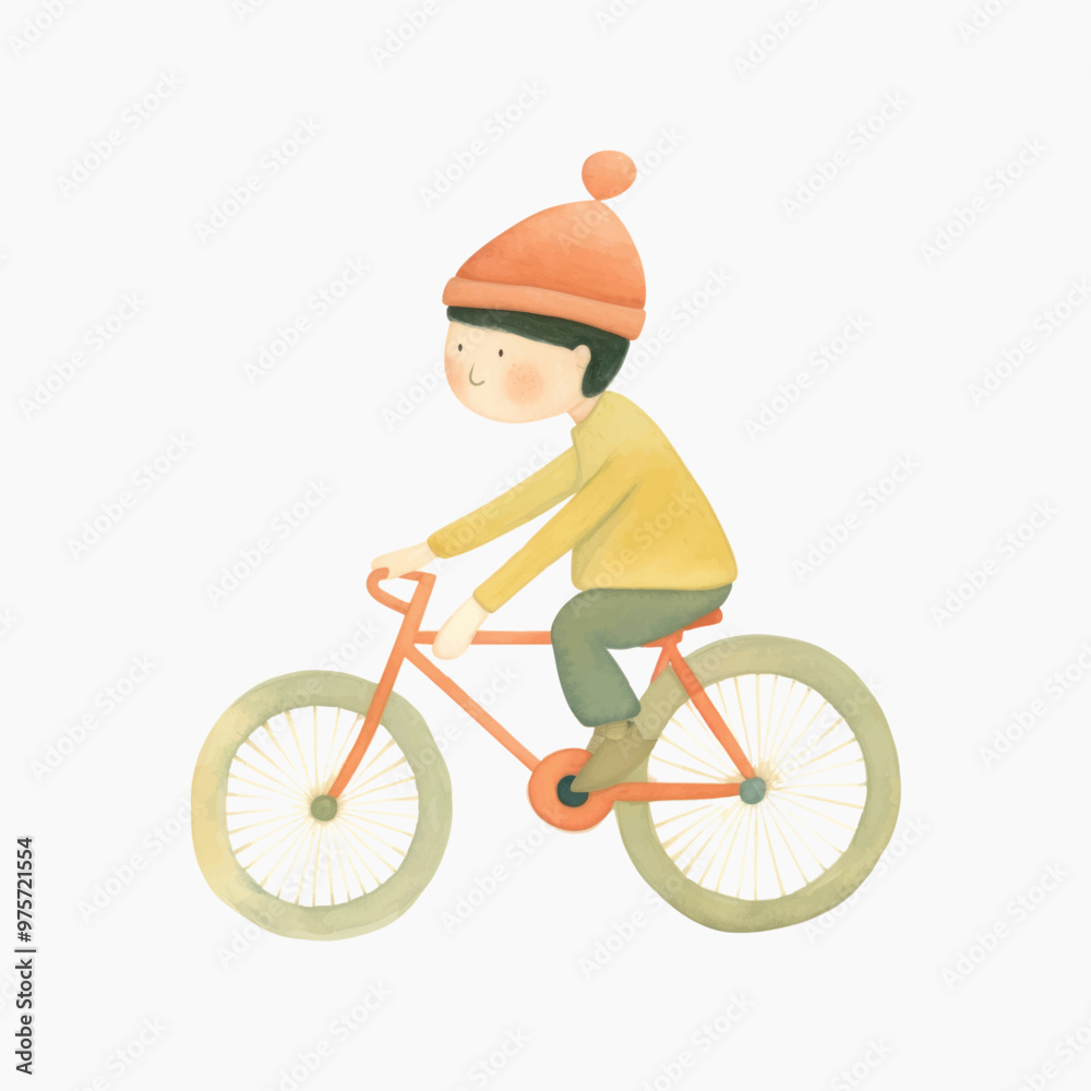 Child riding bicycle illustration Child riding bicycle illustration