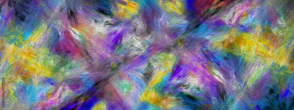 Rainbow blurred spots flow across the background surface. Abstract fractal background. Copy space. Imitation of oil painting. 3D rendering. 3D illustration. Rainbow blurred spots flow across the background surface. Abstract fractal background. Copy space. Imitation of oil painting. 3D rendering. 3D illustration.
