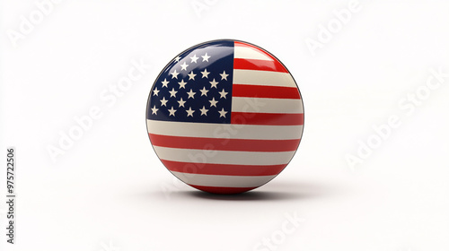 Colorful round button featuring the United States flag with stars and stripes design