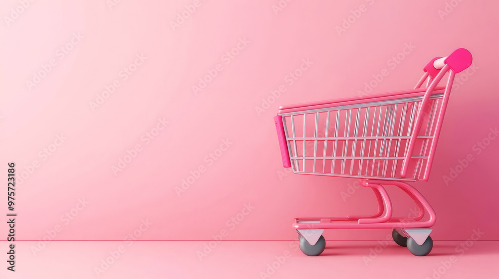 Online shopping cart, streamlined interface, 3D illustration Online shopping cart, streamlined interface, 3D illustration