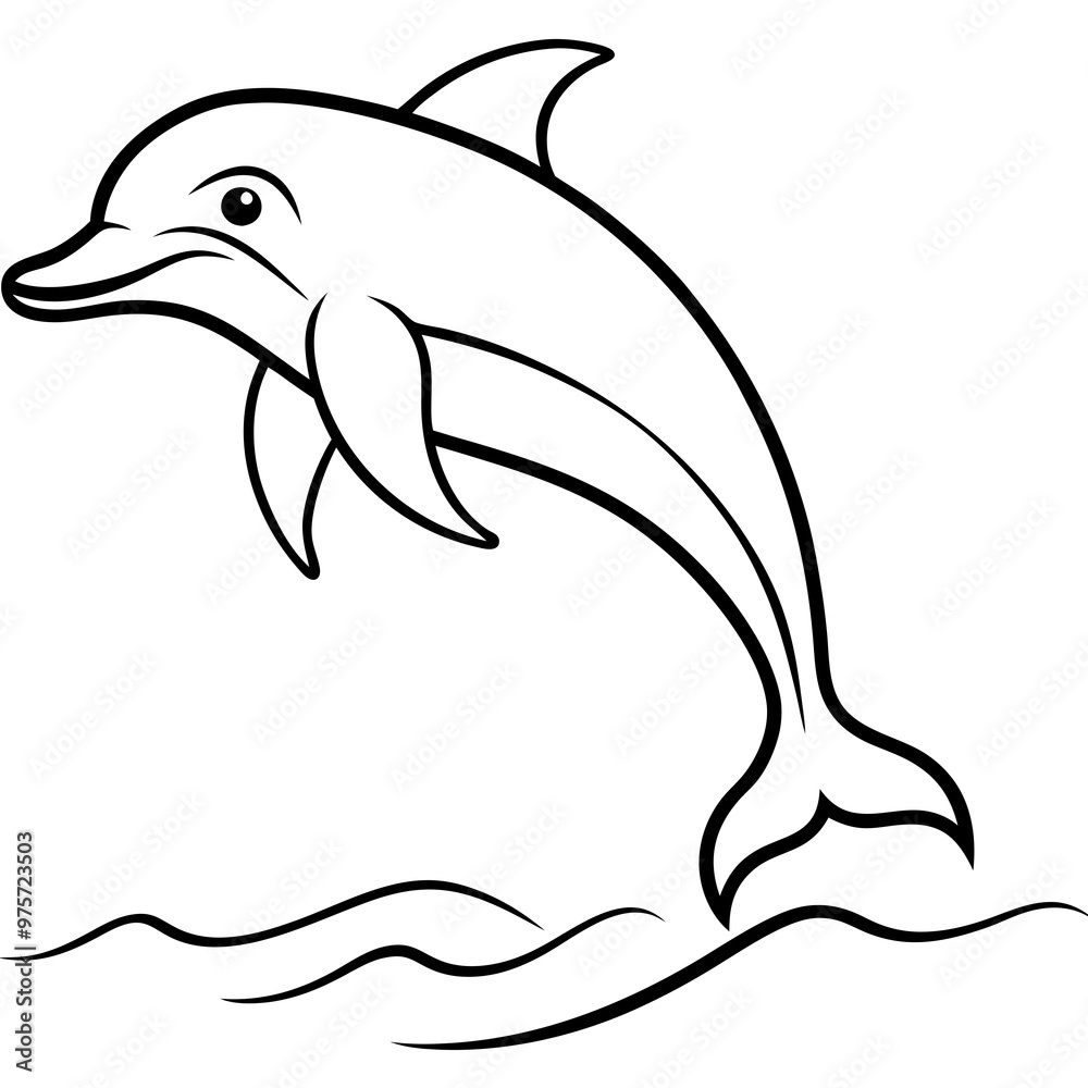 Obraz premium Dolphin leaping out of the water, with clean, smooth curves vector