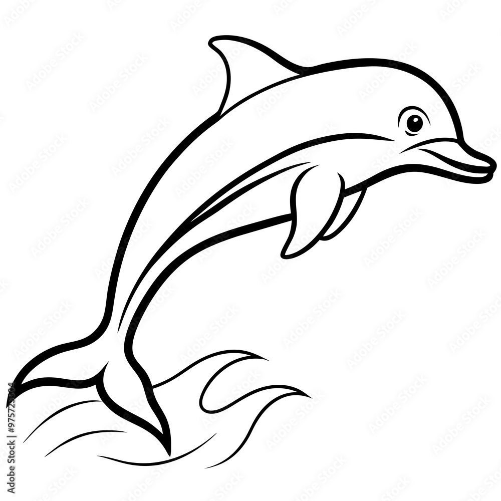 Dolphin leaping out of the water, with clean, smooth curves vector Dolphin leaping out of the water, with clean, smooth curves vector