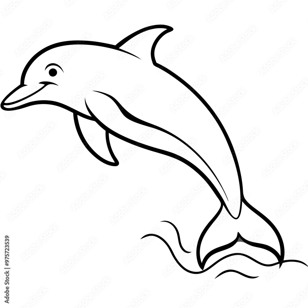 Dolphin leaping out of the water, with clean, smooth curves vector Dolphin leaping out of the water, with clean, smooth curves vector