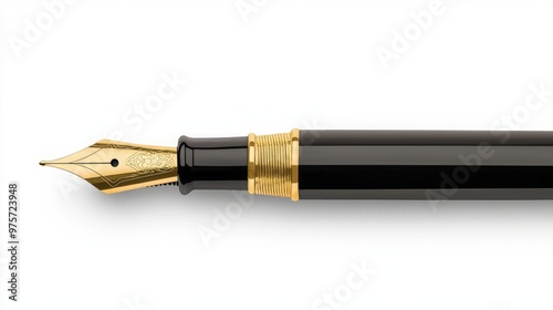 Elegant fountain pen with a golden nib, perfect for writing letters or for office use. Ideal for calligraphy and signature.