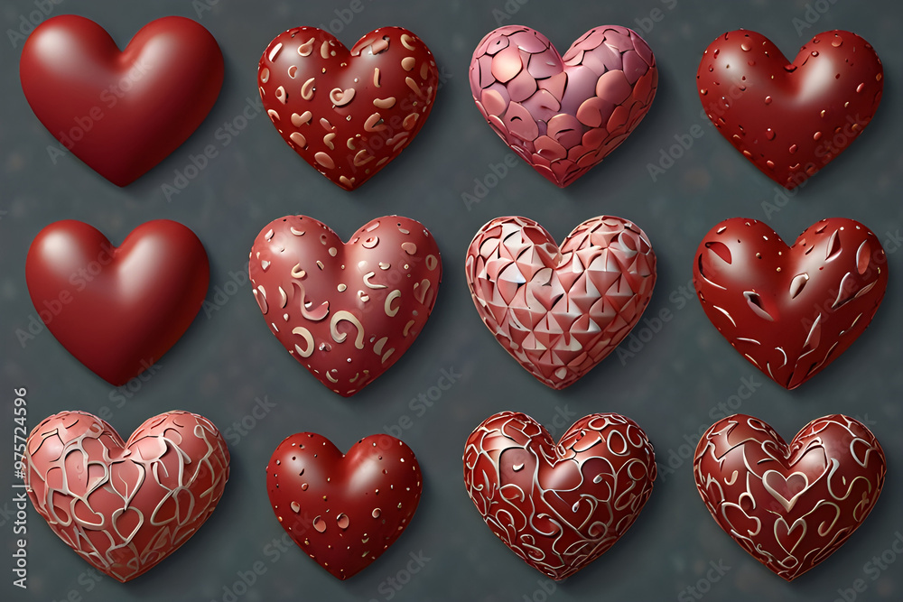 Fototapeta premium 3d hearts png cut out set