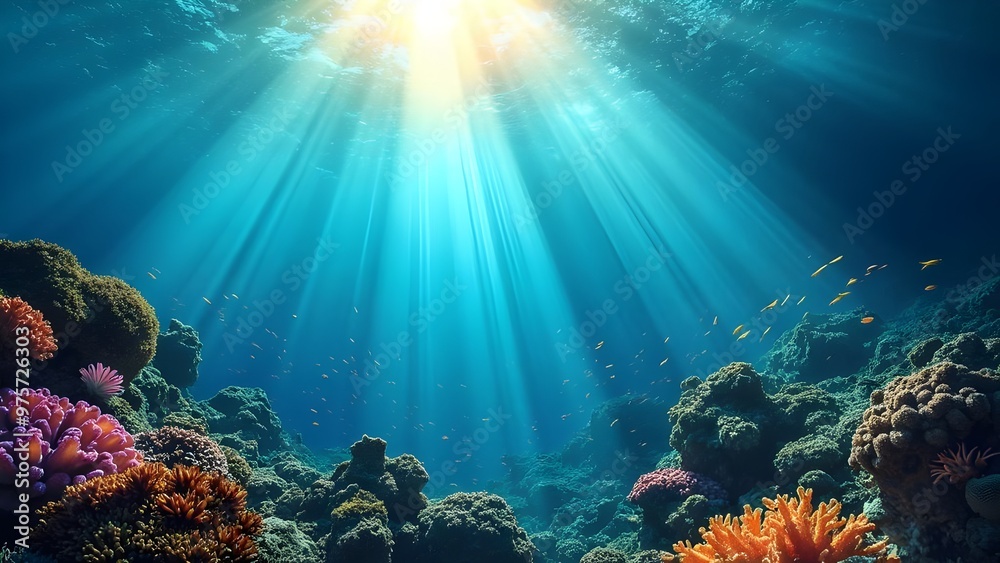 Underwater sunlight with coral reef biodiversity scuba diving seascape marine nature Underwater sunlight with coral reef biodiversity scuba diving seascape marine nature