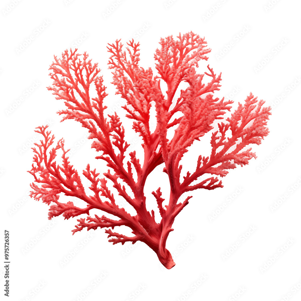Bright Red Coral Branch On A Clean White Background Bright Red Coral Branch On A Clean White Background