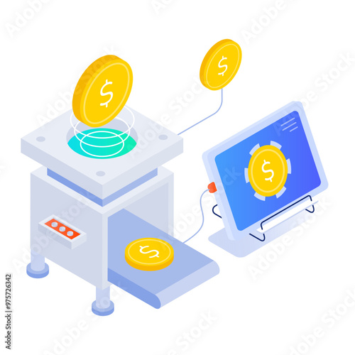 Money making icon designed in isometric style 

