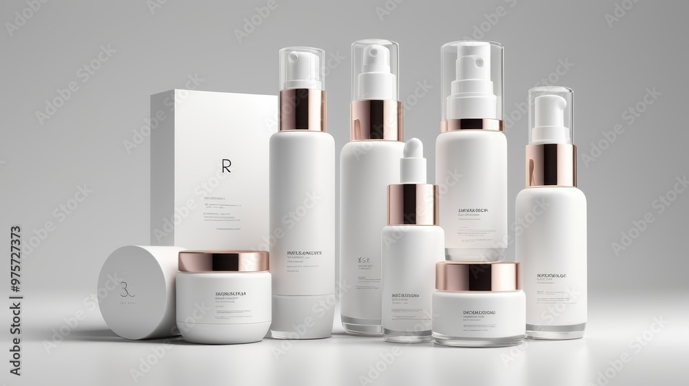 Luxury Skincare Set with Bottles Jars and Box Mockup Luxury Skincare Set with Bottles Jars and Box Mockup