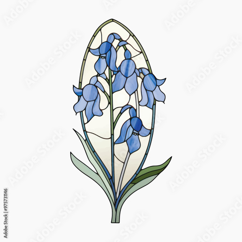 Elegant blue floral stained glass