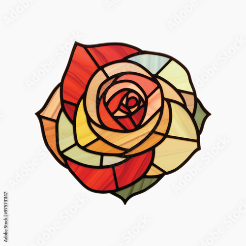 Colorful stained glass rose