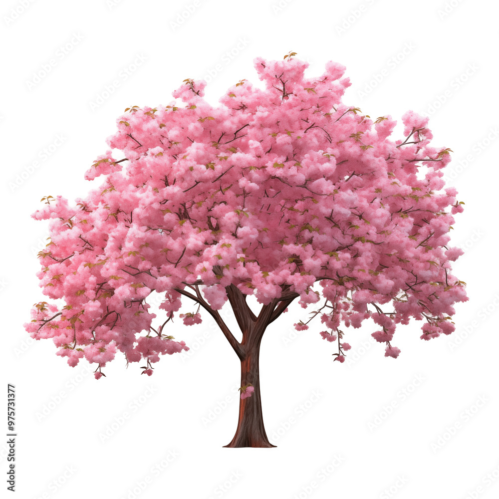 Fototapeta premium Pink Cherry Blossom Tree In Full Bloom On Transparent Background