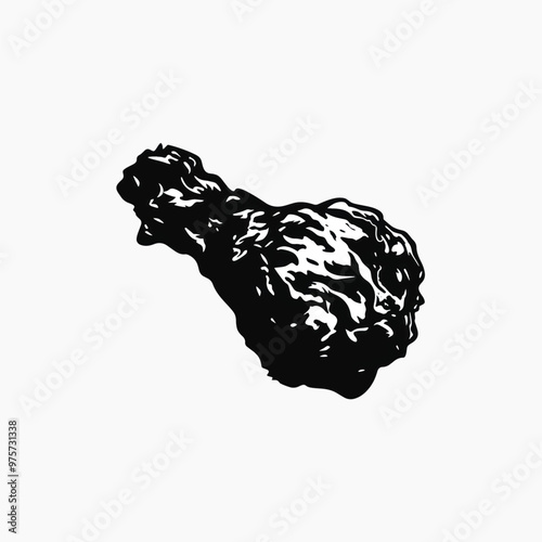 Black fried chicken drumstick illustration