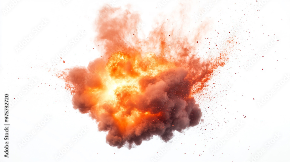 Vivid orange flames and thick smoke rise against a clear daytime sky Vivid orange flames and thick smoke rise against a clear daytime sky