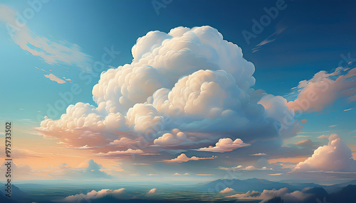  Nuvem (cloud), a soft, fluffy cloud floating in a serene sky._1(737) photo