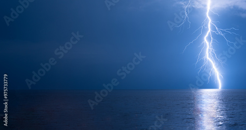Lightning over the Black Sea in Adjara, Georgia