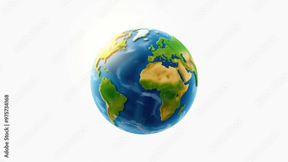 Fototapeta premium Earth Globe 3D Rendering Isolated White Background