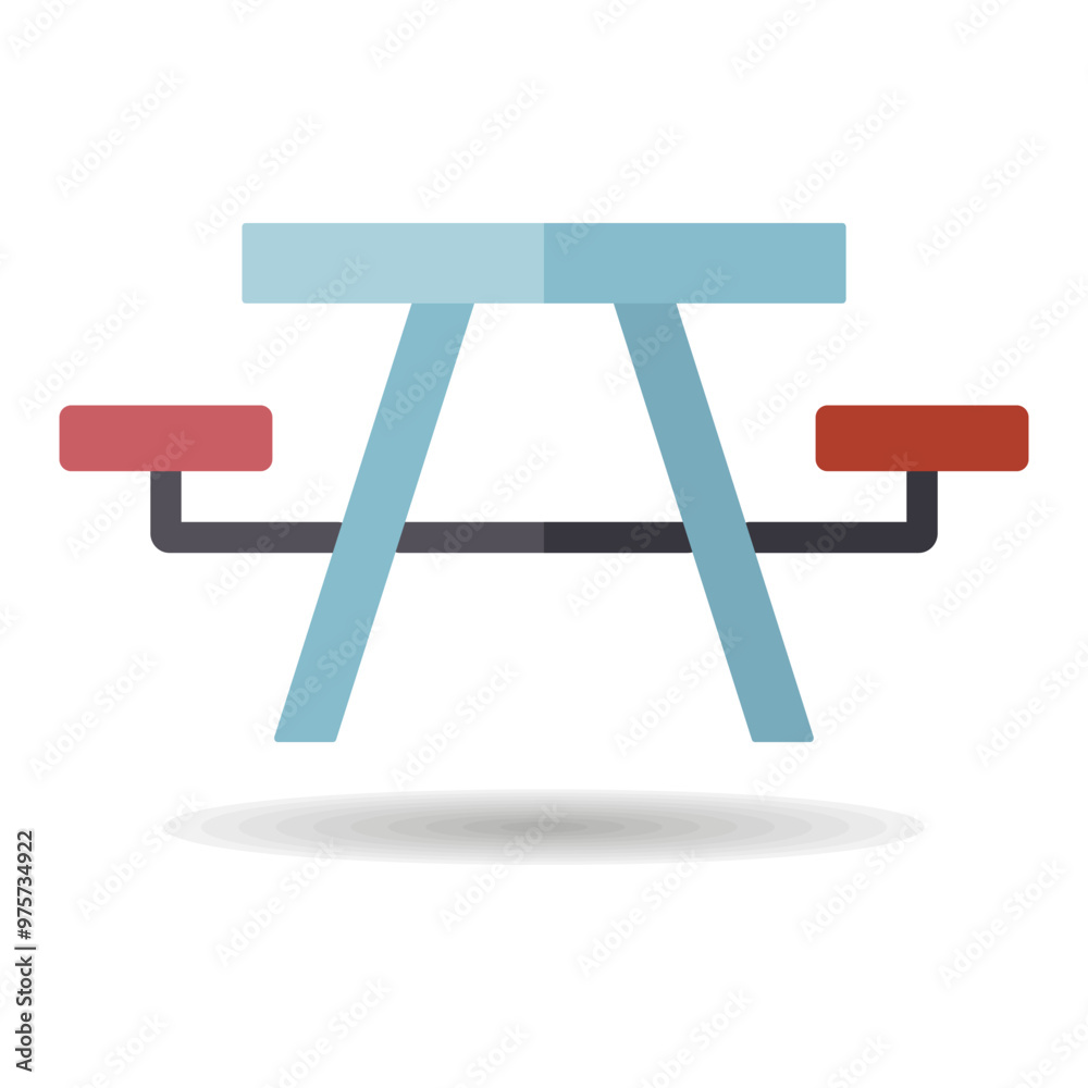 Camping table wooden park bench vector icon Camping table wooden park bench vector icon